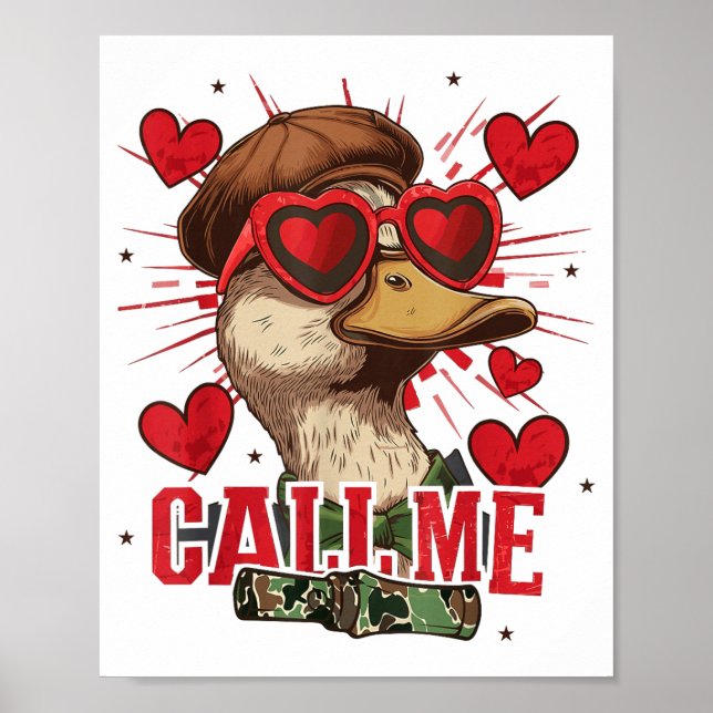 Funny Valentine's Day Boy Duck Hunting Call Me Tod Poster (Framsidan)
