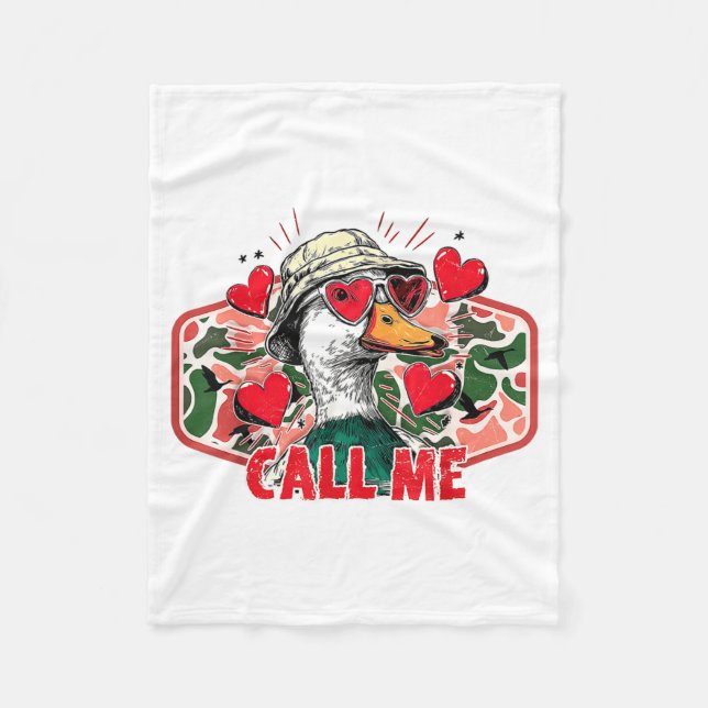 Funny Valentines Day Call Me Duck Hunting Men Wome Fleecefilt (Framsidan)