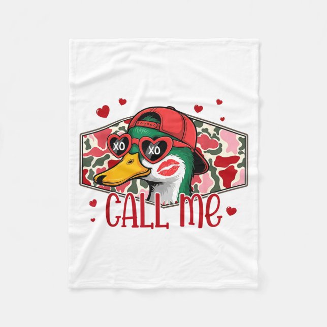 Funny Valentines Day Call Me Duck Hunting Men Wome Fleecefilt (Framsidan)