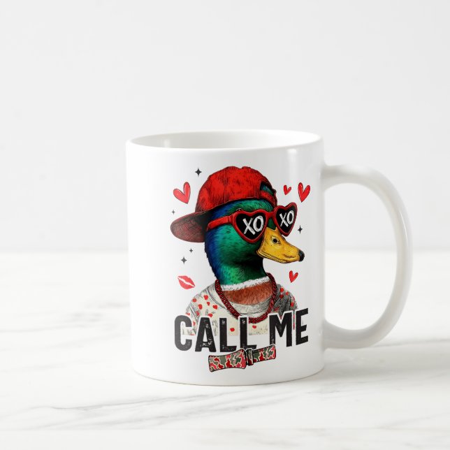 Funny Valentines Day Call Me Duck Hunting Men Wome Kaffemugg (Höger)