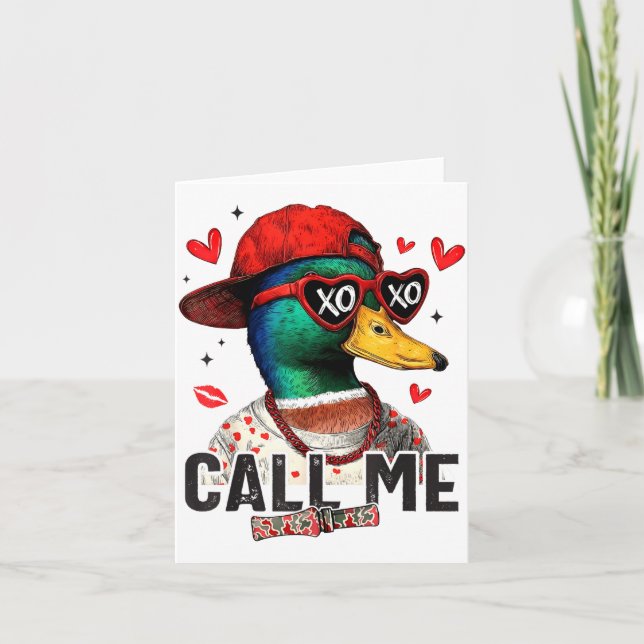Funny Valentines Day Call Me Duck Hunting Men Wome Kort (Framsida)