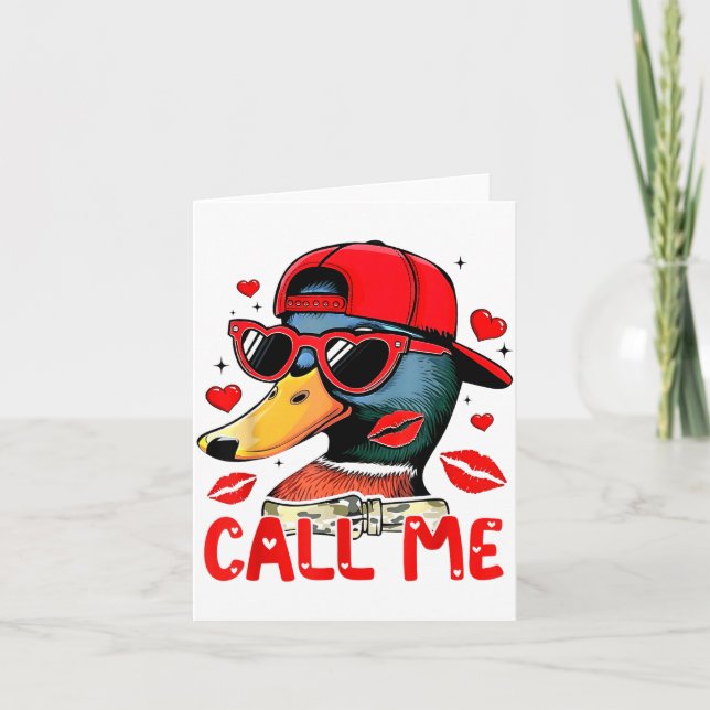 Funny Valentines Day Call Me Duck Hunting Men Wome Kort (Framsida)