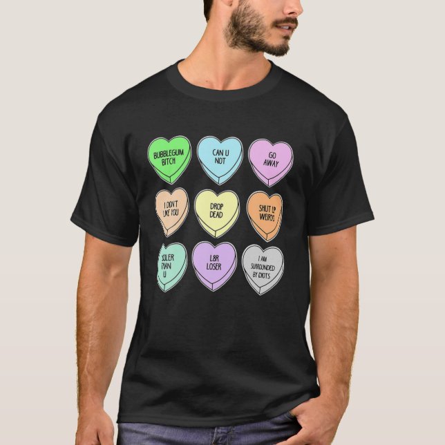 Funny Valentines day Candy Heart Manar Womens Vale T Shirt (Framsida)