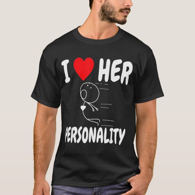 Funny Valentine's Day Couple Matching I Love Her I T Shirt (Framsida)