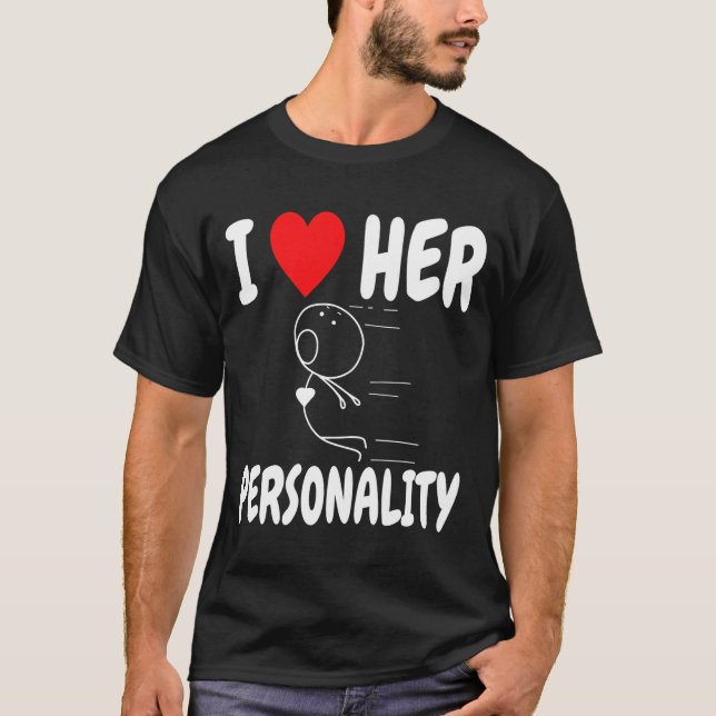 Funny Valentine's Day Couple Matching I Love Her I T Shirt (Framsida)