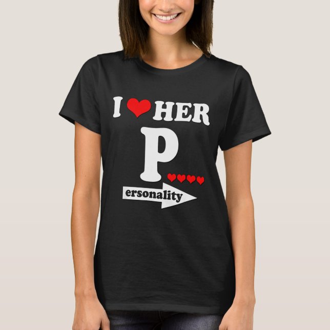 Funny Valentine's Day Couple Matching I Love Her I T Shirt (Framsida)