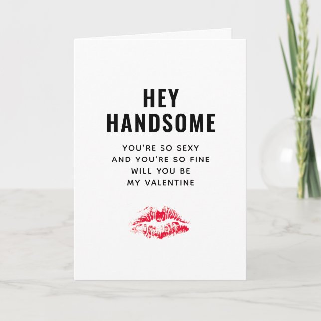 Funny Valentines day Dikt Boykompis Red Kiss Namn Helgkort (Framsida)