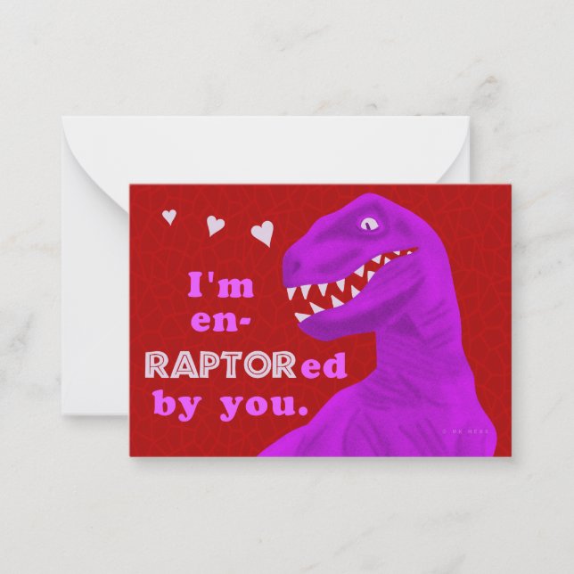 Funny Valentines day Dinosaur Pun Kids Classroom Anteckningskort (Framsida)
