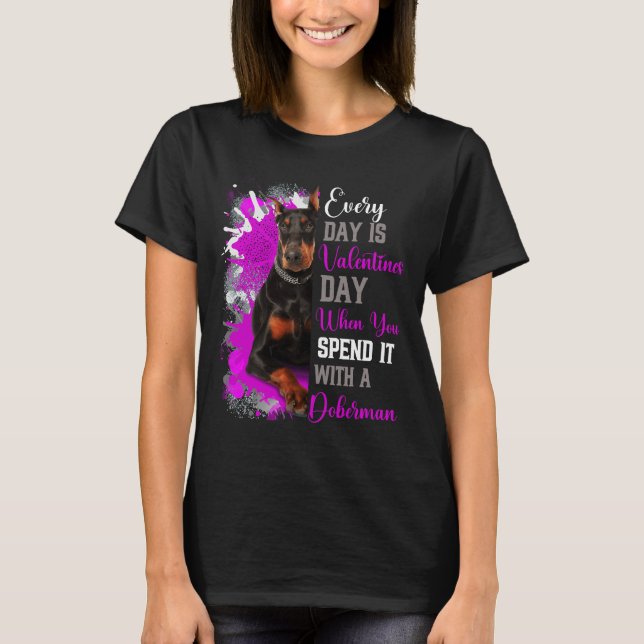 Funny Valentines day Doberman Mamma Mor Mamma Par T Shirt (Framsida)