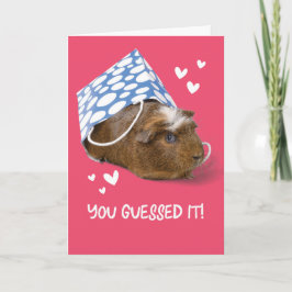 Funny Valentines day Guinea Gris i Gift Bag Helgkort
