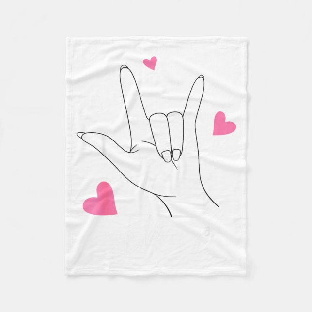 Funny Valentines Day Heart I Love You Hand Sign La Fleecefilt (Framsidan)
