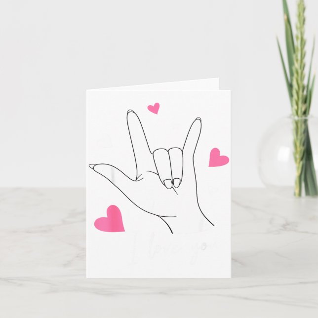 Funny Valentines Day Heart I Love You Hand Sign La Kort (Framsida)