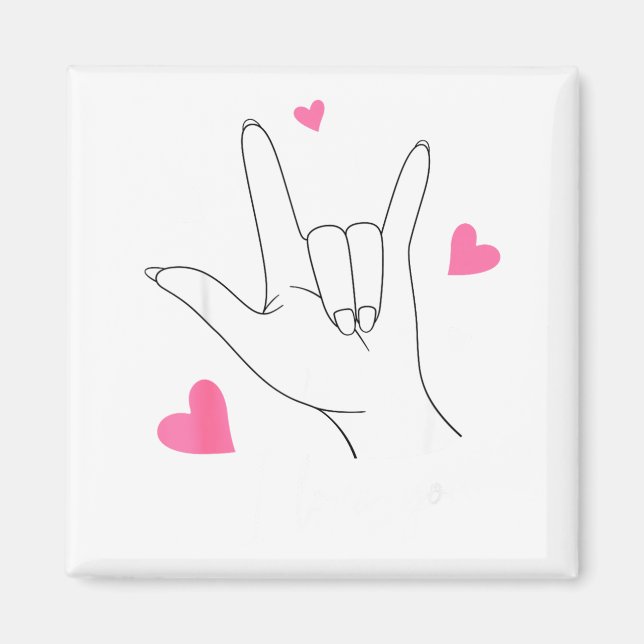 Funny Valentines Day Heart I Love You Hand Sign La Magnet (Framsidan)