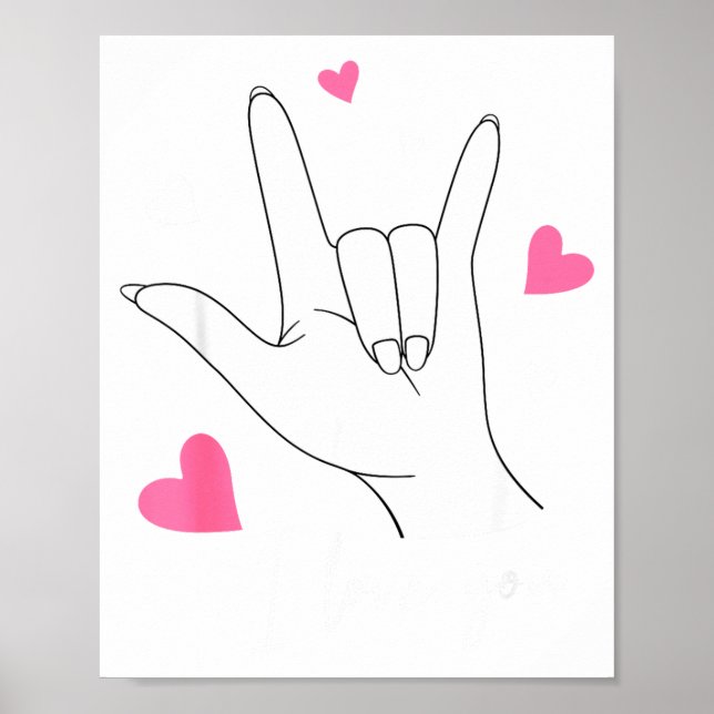 Funny Valentines Day Heart I Love You Hand Sign La Poster (Framsidan)