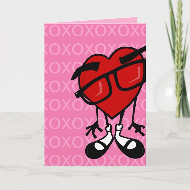FUNNY VALENTINE'S DAY HEART ROSA GREETING CARD HELGKORT (Framsida)