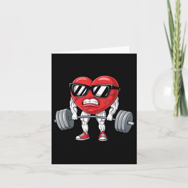 Funny Valentines day Heart-viktande Deadlift Kort (Framsida)