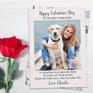 Funny Valentines day HUND MAMMA personalize Pet Ph Julkort