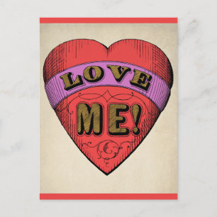 Funny Valentines day Kärlek Me Retro Heart Vykort