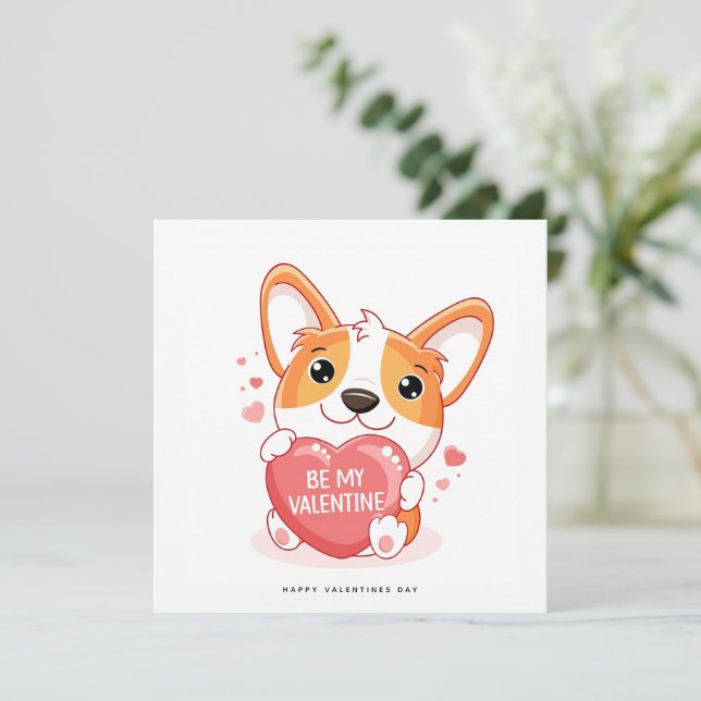 Funny Valentines day-kort - Corgi Hund-kort Julkort (Stående Fram)