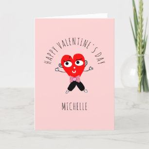 Funny Valentines day Red Heart Romantic Namn Helgkort