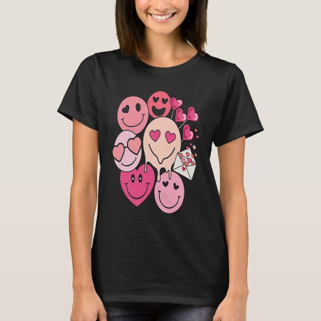 Funny Valentine's Day retro smile heart candy T Shirt (Framsida)