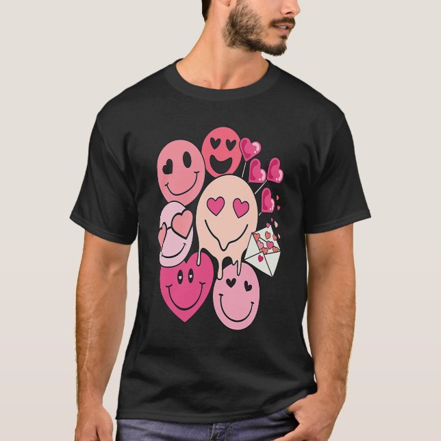 Funny Valentine's Day retro smile heart candy T Shirt (Framsida)