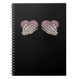 Funny Valentines day Skeleton Händer Hearts Girl C Anteckningsbok