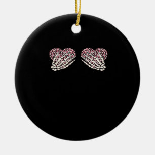 Funny Valentines day Skeleton Händer Hearts Girl C Julgransprydnad Keramik