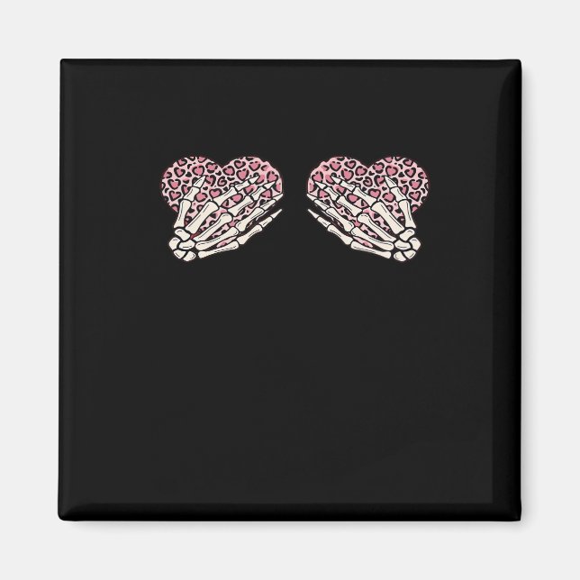 Funny Valentines day Skeleton Händer Hearts Girl C Magnet (Framsidan)