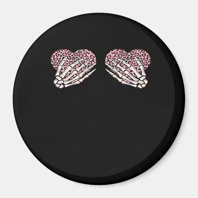 Funny Valentines day Skeleton Händer Hearts Girl C Magnet (Framsidan)