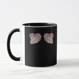 Funny Valentines day Skeleton Händer Hearts Girl C Mugg