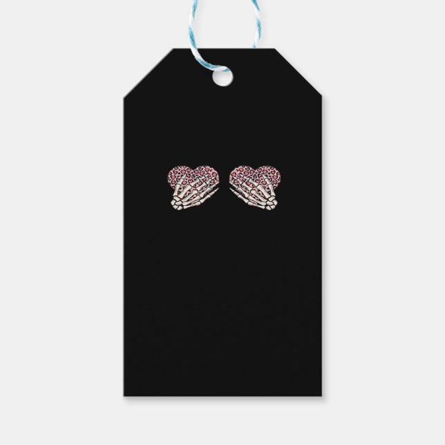 Funny Valentines day Skeleton Händer Hearts Girl C Presentetikett (Framsidan)