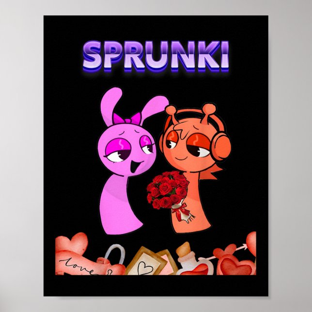Funny Valentines day Sprunki Heart För barn Girls Poster (Framsidan)