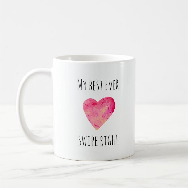 Funny Valentines day Swipe Höger Dating Coffee Mug Kaffemugg (Vänster)