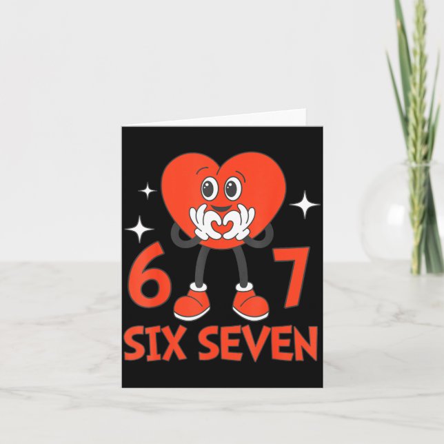 Funny Valentines Six Seven Hearts 6 7 Meme Boys Gi Kort (Framsida)