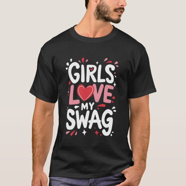 Funny Valentins konfektionshögtalare Kärlek min sv T Shirt (Framsida)