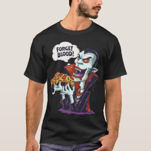 Funny Vampire Eating Pizza Halloween Lazy Costume T Shirt