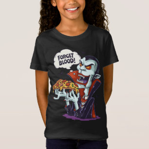 Funny Vampire Eating Pizza Halloween Lazy Costume T Shirt