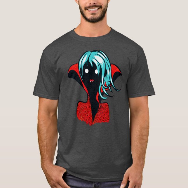 Funny Vampire Girl Character Halloween T Shirt (Framsida)