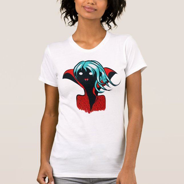 Funny Vampire Girl Character Halloween T Shirt (Framsida)