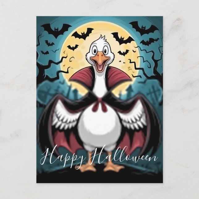 Funny Vampire Goose Halloween Helg Vykort (Framsida)