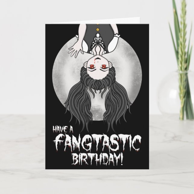 Funny Vampire Halloween Birthday Helgkort (Framsida)