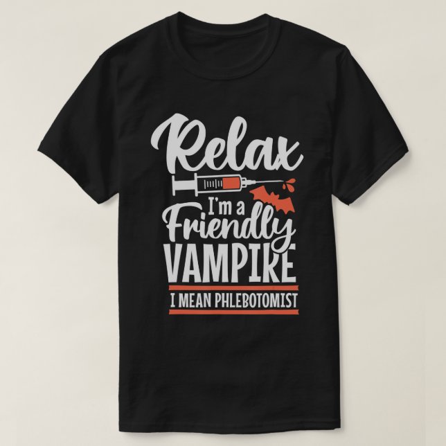 Funny Vampire Phlebotomist Phlebotomy Technician T Shirt (Design framsida)