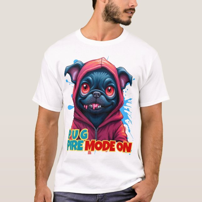 Funny Vampire Pug Graffiti T Shirt (Framsida)