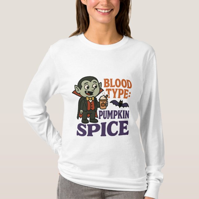 Funny Vampire Pumpkin Spice - Halloween T Shirt (Framsida)