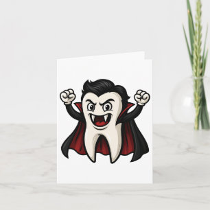 Funny Vampire Tooth Spooky Halloween Dentis Kort