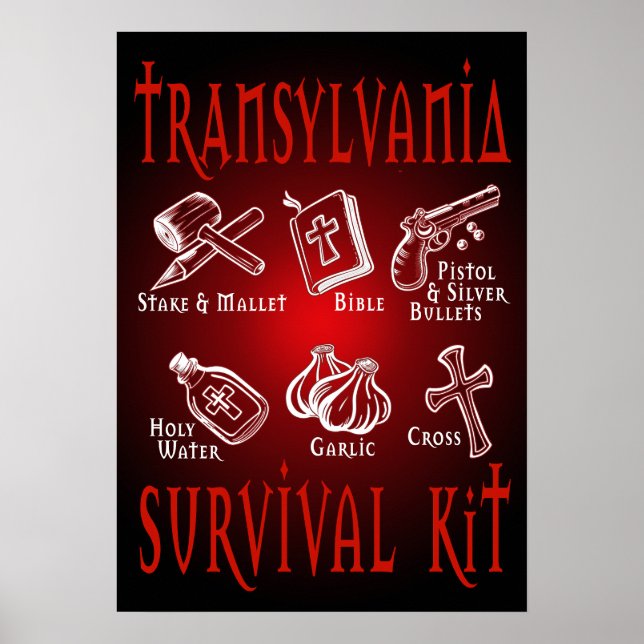 Funny Vampire Transylvania Survival Kit Poster (Framsidan)
