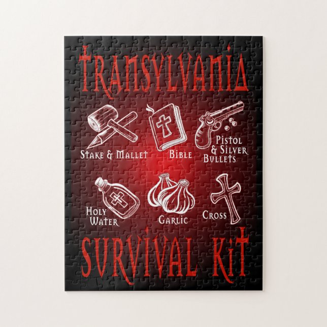 Funny Vampire Transylvania Survival Kit Pussel (Vertikal)
