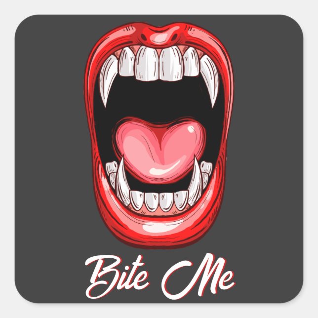 Funny Vampre Bita Halloween Fyrkantigt Klistermärke (Framsida)