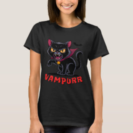 Funny Vampurr Vampire Black Cat Halloween T Shirt